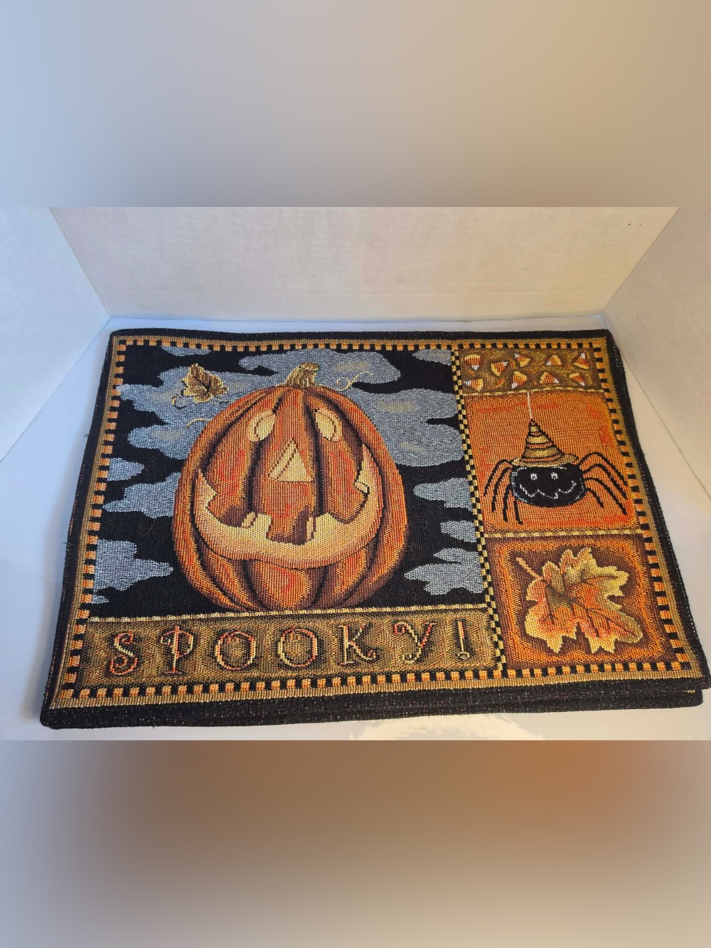 Vintage Halloween Tapestry Placemats lot of 2